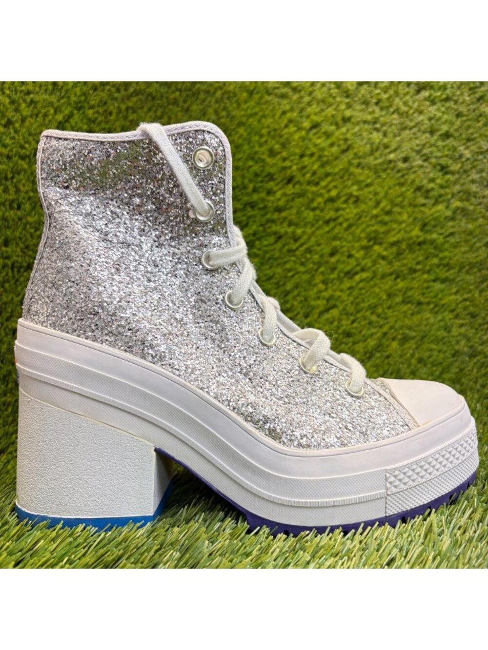 Converse Chuck 70 De Luxe Heel Pride Womens Size 8 Silver Classic Platform Boots